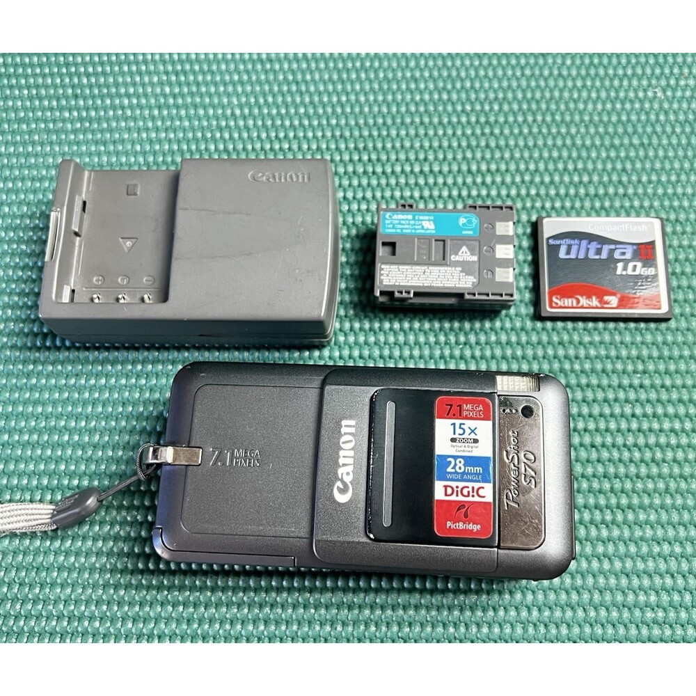 Canon PowerShot S70 Black 7.1MP Digital Camera TESTED WORKING